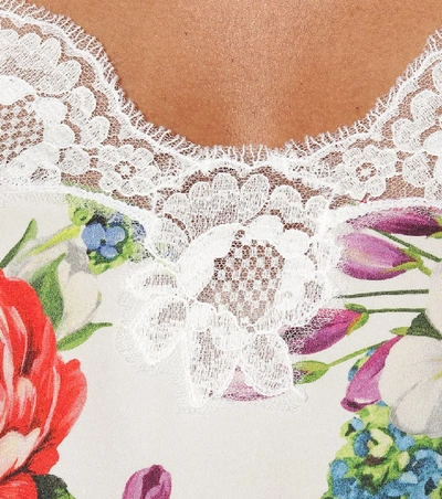 Shop Dolce & Gabbana Stretch Silk-blend Floral Camisole In White