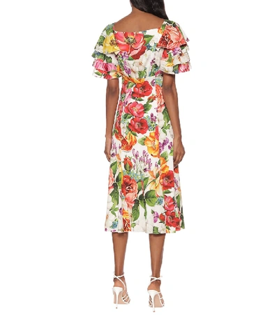 Shop Dolce & Gabbana Floral Stretch-silk Midi Dress In Multicoloured