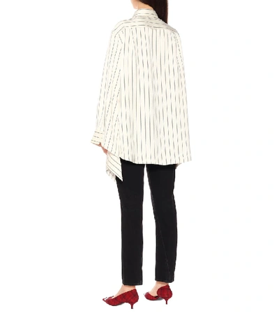 Shop Balenciaga Striped Silk Shirt In White