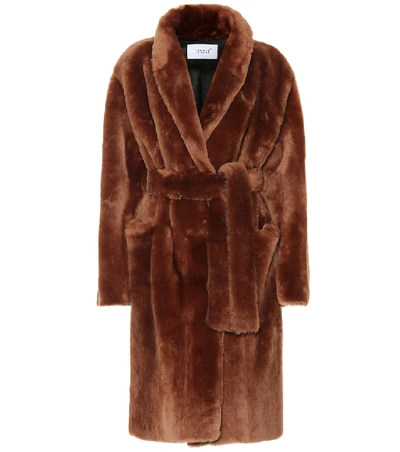 Shop Common Leisure Robe Shearling Coat In Brown