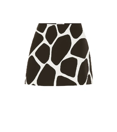 Valentino Printed Wool And Silk-blend Crepe Mini Skirt In Black