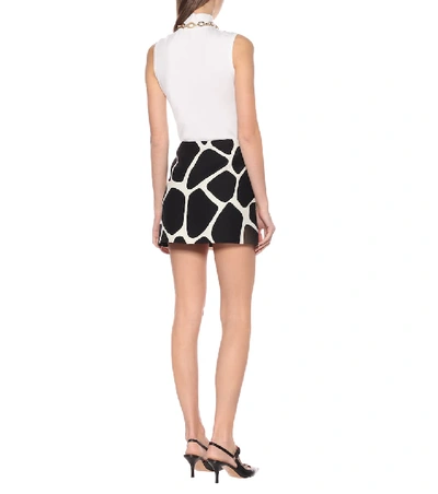 Valentino Printed Wool And Silk-blend Crepe Mini Skirt In Black