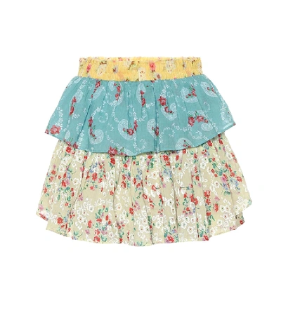 Shop Loveshackfancy Ruffle Floral Cotton Miniskirt In Multicoloured