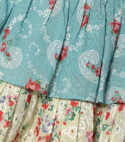 Shop Loveshackfancy Ruffle Floral Cotton Miniskirt In Multicoloured
