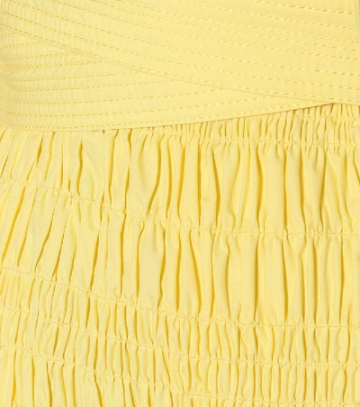 Shop Self-portrait Cotton Midi Dress In Yellow