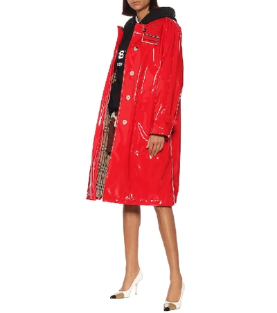 Shop Burberry Laminated Car Coat In Red
