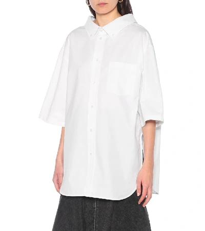 Shop Balenciaga Swing Oversized Cotton-poplin Shirt In White