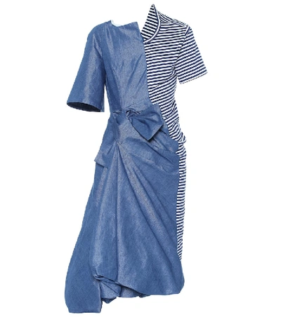 Shop Junya Watanabe Cotton-blend Midi Dress In Blue