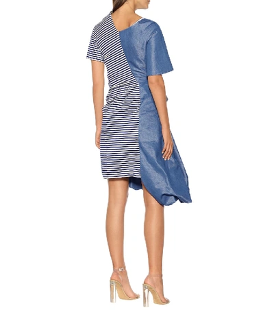 Shop Junya Watanabe Cotton-blend Midi Dress In Blue