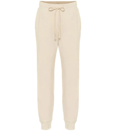 Shop Vince Cotton-blend Jersey Trackpants In Beige