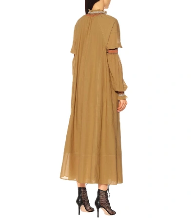 Shop Loewe Cotton-blend Midi Dress In Brown