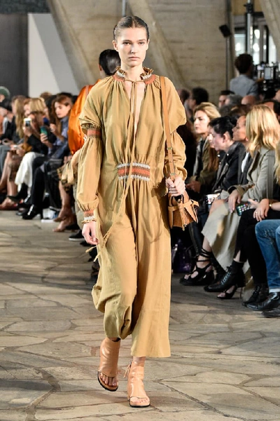 Shop Loewe Cotton-blend Midi Dress In Brown