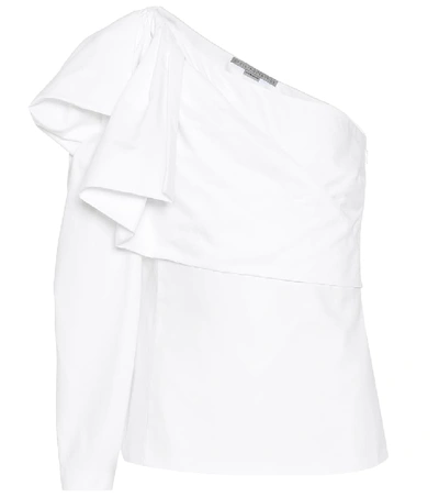 Shop Stella Mccartney Giada One-shoulder Cotton Top In White