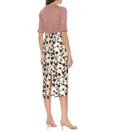 Shop Brock Collection Quercini Floral-jacquard Midi Skirt In Beige