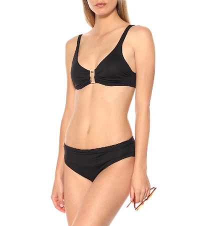 Melissa Odabash Bel Air Ruched Mid-rise Bikini Briefs In Black