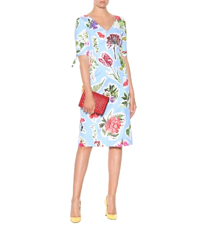Shop Carolina Herrera Floral Cotton-blend Dress In Multicoloured
