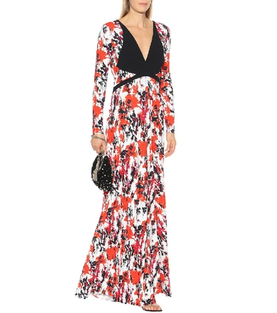 Shop Roberto Cavalli Printed Stretch Jersey Gown In Multicoloured