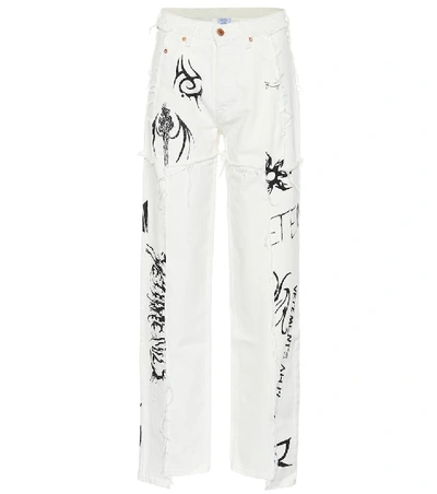 Shop Vetements X Levi's® High-rise Wide-leg Jeans In White