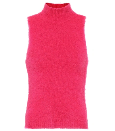 Shop Versace Mohair-blend Sleeveless Top In Pink