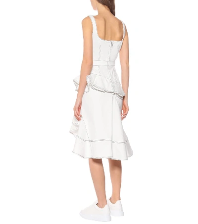 Shop Alexander Mcqueen Asymmetric Denim Midi Dress In White