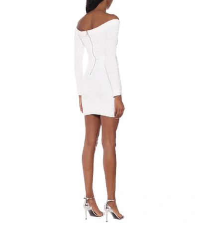 Shop Balmain Off-shoulder Minidress In White