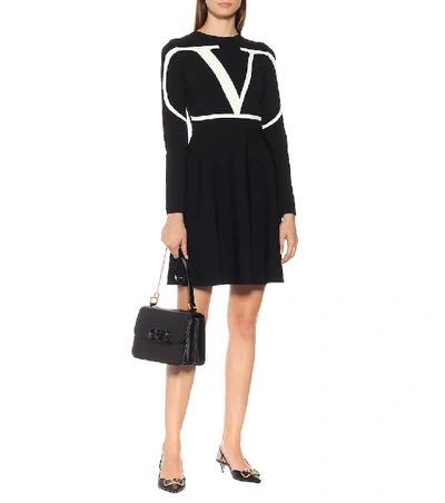 Shop Valentino Vlogo Jersey Dress In Black