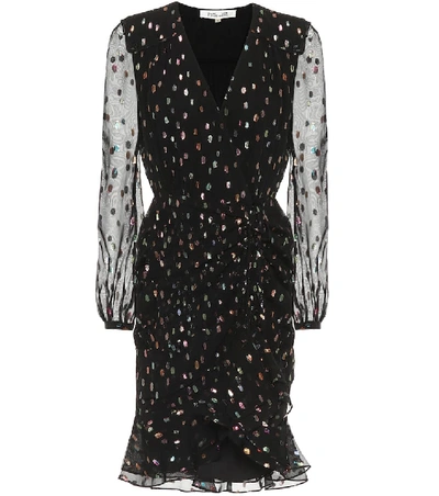 Shop Diane Von Furstenberg Berdina Metallic Minidress In Black