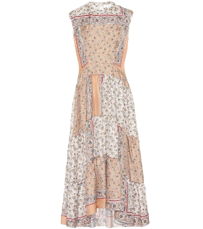 Shop Chloé Printed Silk-twill Dress In Beige