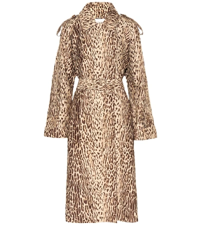 Shop Zimmermann Leopard-print Denim Trench Coat In Beige