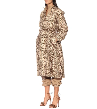 Shop Zimmermann Leopard-print Denim Trench Coat In Beige