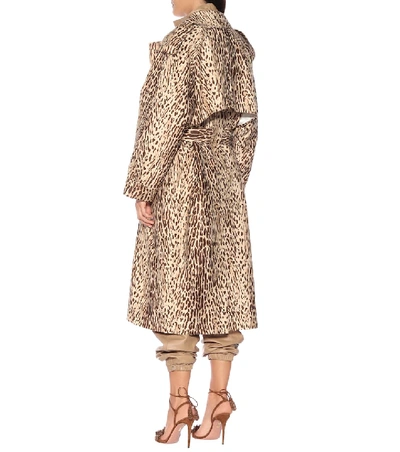 Shop Zimmermann Leopard-print Denim Trench Coat In Beige
