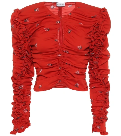 Shop Magda Butrym Konya Stretch-silk Satin Blouse In Red