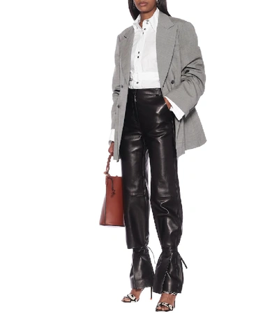 Shop Loewe High-rise Straight Leather Pants In Black