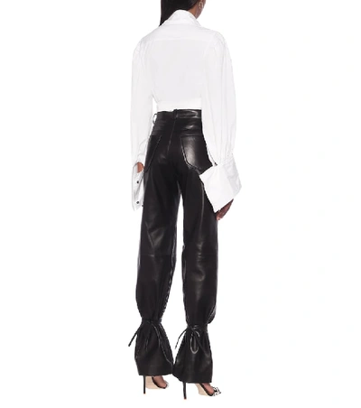 Shop Loewe High-rise Straight Leather Pants In Black