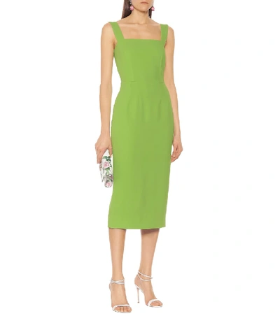 Shop Dolce & Gabbana Cady Midi Dress In Green