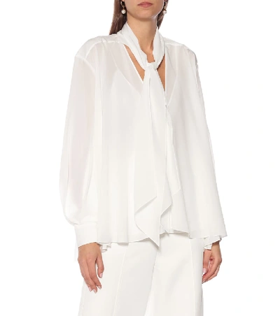 Shop Givenchy Silk-georgette Blouse In White
