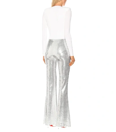 Shop Galvan Galaxy Flared Sequinned Pants In Silver