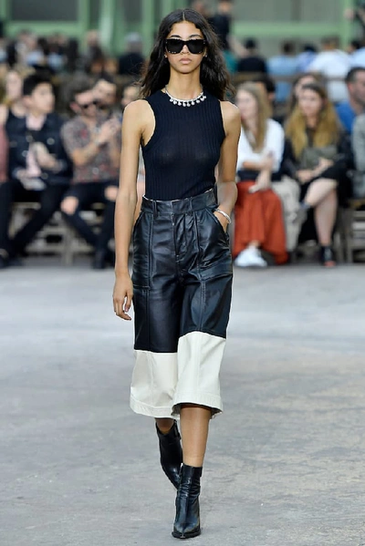 Shop Ami Alexandre Mattiussi Leather Culottes In Black