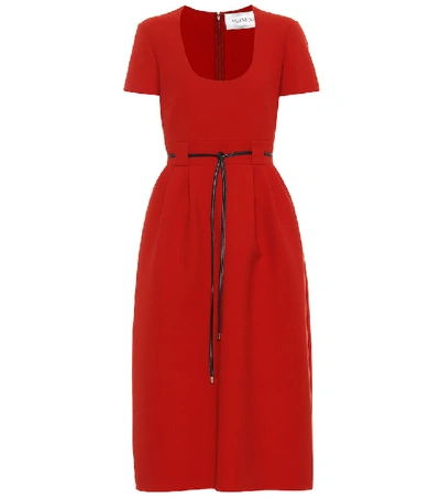 Shop Valentino Virgin Wool Midi Dress In Red