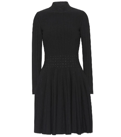 Shop Alaïa Wool-blend Minidress In Black