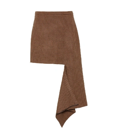 Shop Balenciaga Asymmetric Wool-blend Skirt In Brown