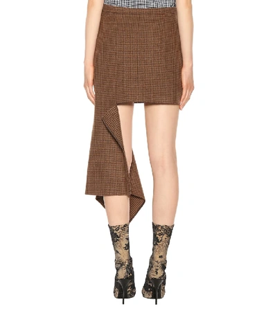 Shop Balenciaga Asymmetric Wool-blend Skirt In Brown