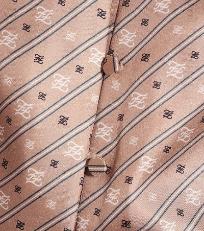 Shop Fendi Printed Silk Blouse In Beige