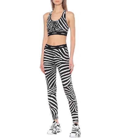 Shop Vetements Logo Zebra-print Sports Bra In Black