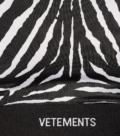 Shop Vetements Logo Zebra-print Sports Bra In Black