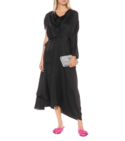 Shop Balenciaga Asymmetric Silk Dress In Black