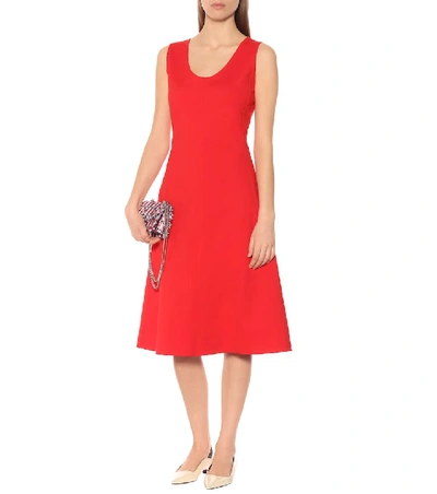 Shop Joseph Lina Stretch Knit Midi Dress In Red