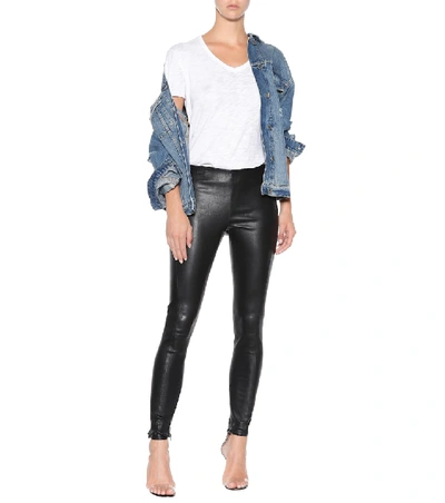 Shop Polo Ralph Lauren Leather Leggings In Black