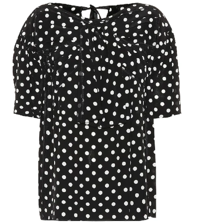 Shop Marc Jacobs Polka-dot Silk Top In Black