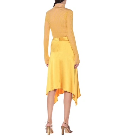 Shop Sies Marjan Darby Crinkled-satin Skirt In Yellow